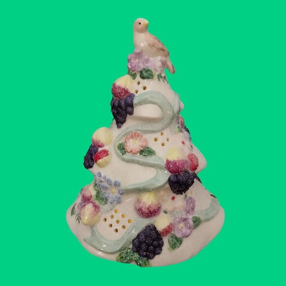 Vintage Christmas Ceramic Tree Sugar Plum Candle Holder Illuminates - Picture 1 of 6